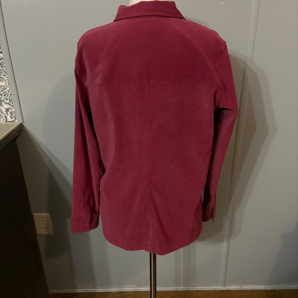 Geoffrey‎ Beene Sport Burgundy Pink Faux Suede Long Sleeve Blouse (Women's 14) - Picture 4 of 7